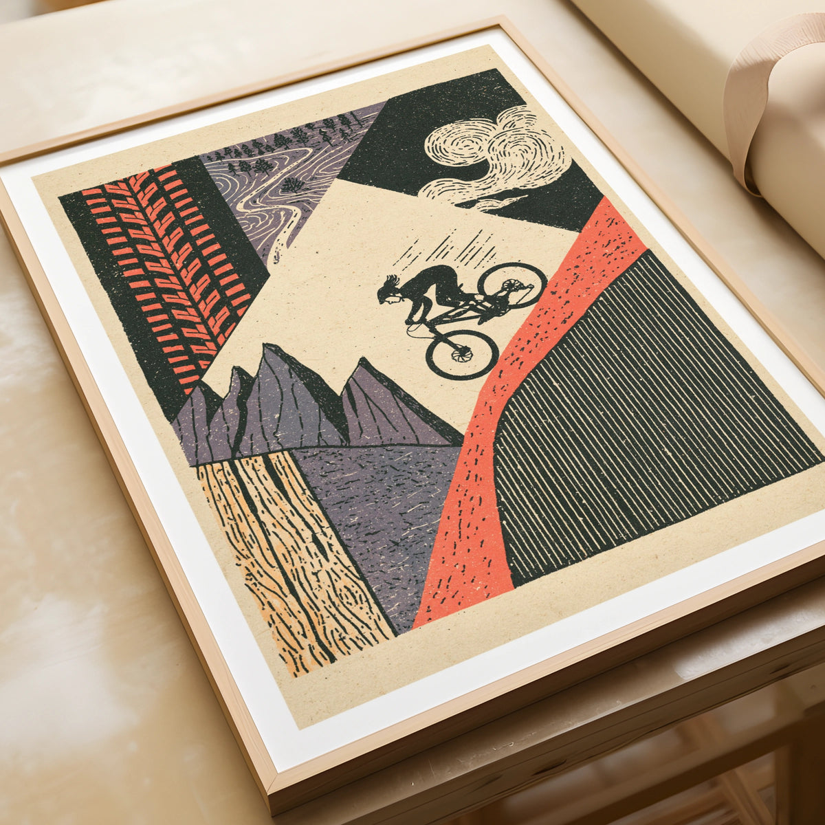Retro Mountain Bike Poster, MTB Wall Art Print, Vintage Cycling Gift, Trail Riding Decor