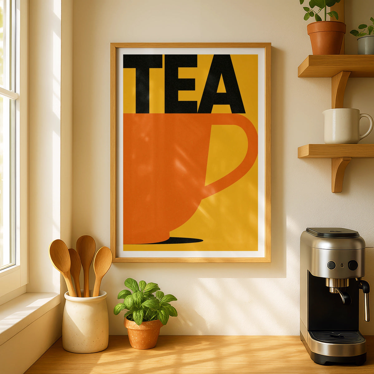 Tea Cup Poster Print | Contemporary Kitchen Decor | Bold TEA Design