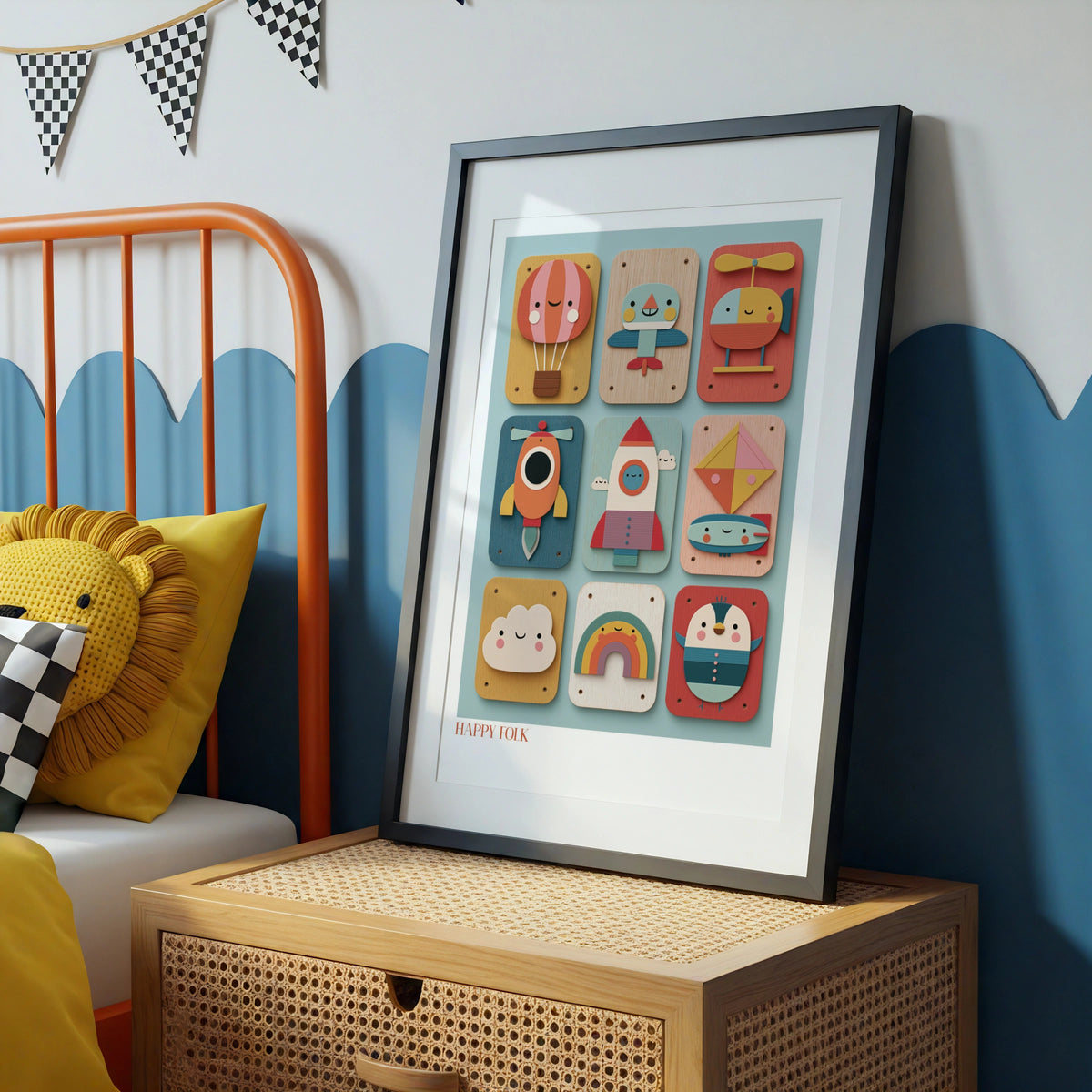 Retro Kids Transport Print, Happy Folk Nursery Wall Art, Children's Collectable Poster