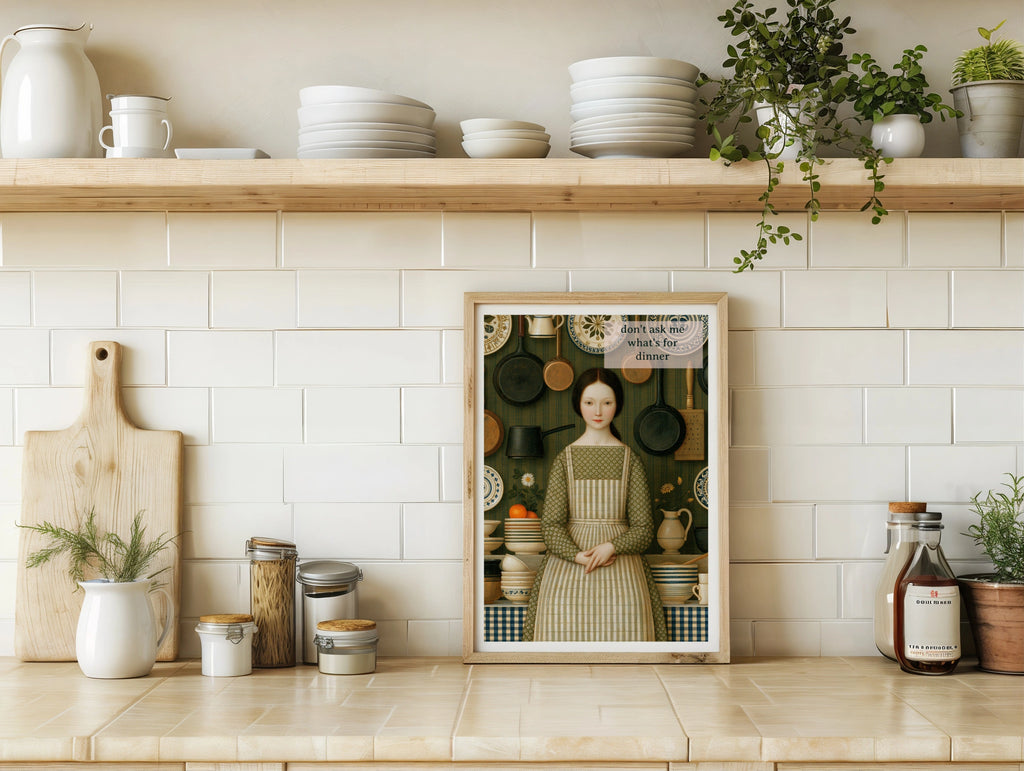 Vintage Food Poster Print | Don't Ask Me What's For Dinner, Rustic Kitchen Decor