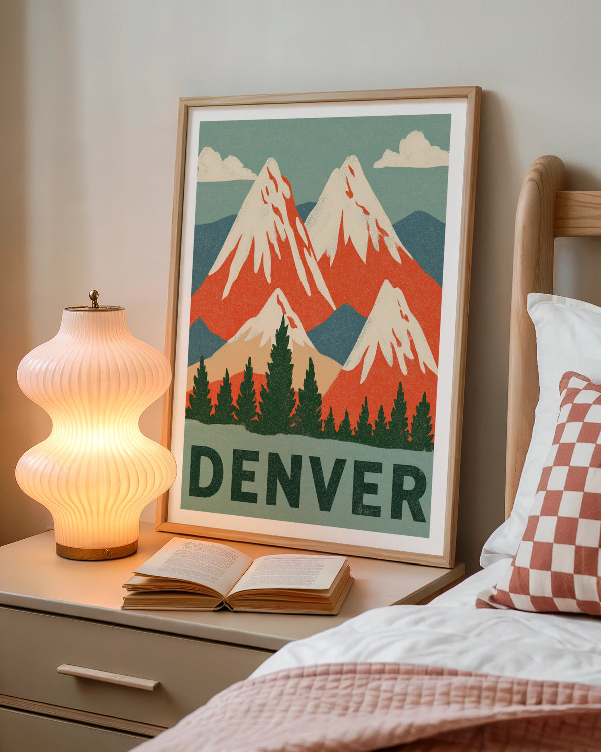 Denver Retro Travel Poster, Colorado Mountain Print, Vintage Travel Wall Art Gift