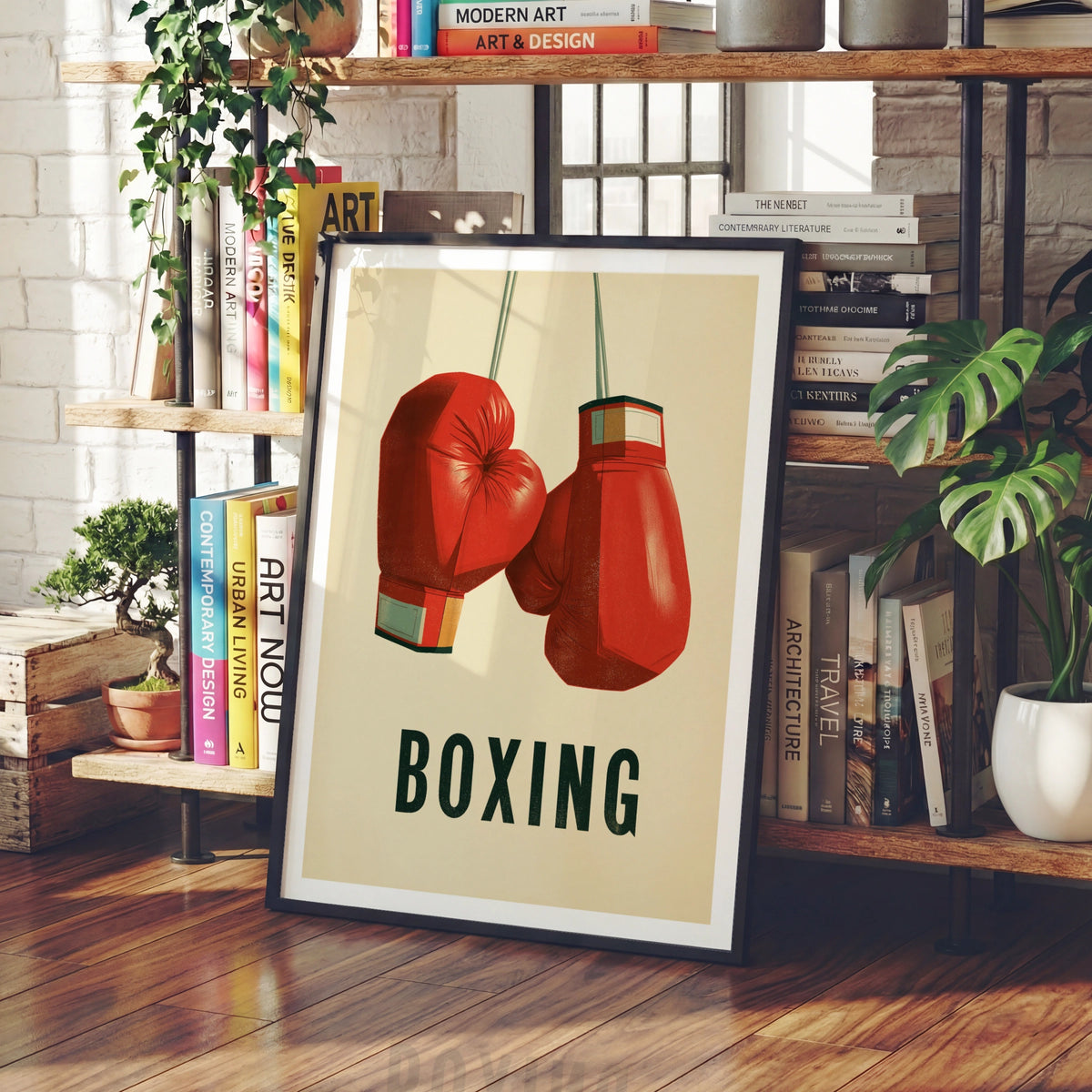 Boxing Gloves Vintage Poster, Retro Sport Print, Red Gloves Wall Art, Gym Decor