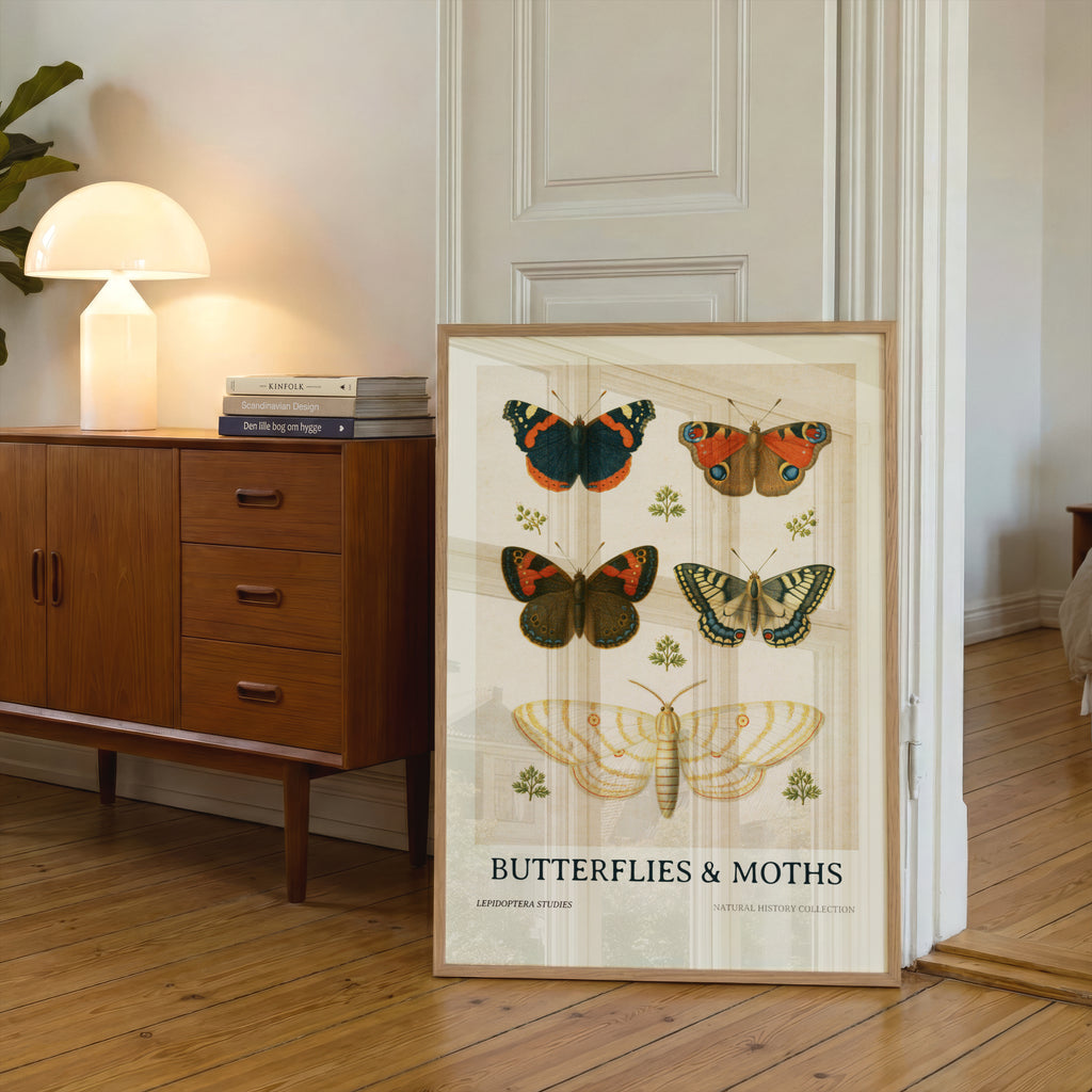 Vintage Butterflies and Moths Art Print, Natural History Poster, Entomology Wall Art, Botanical