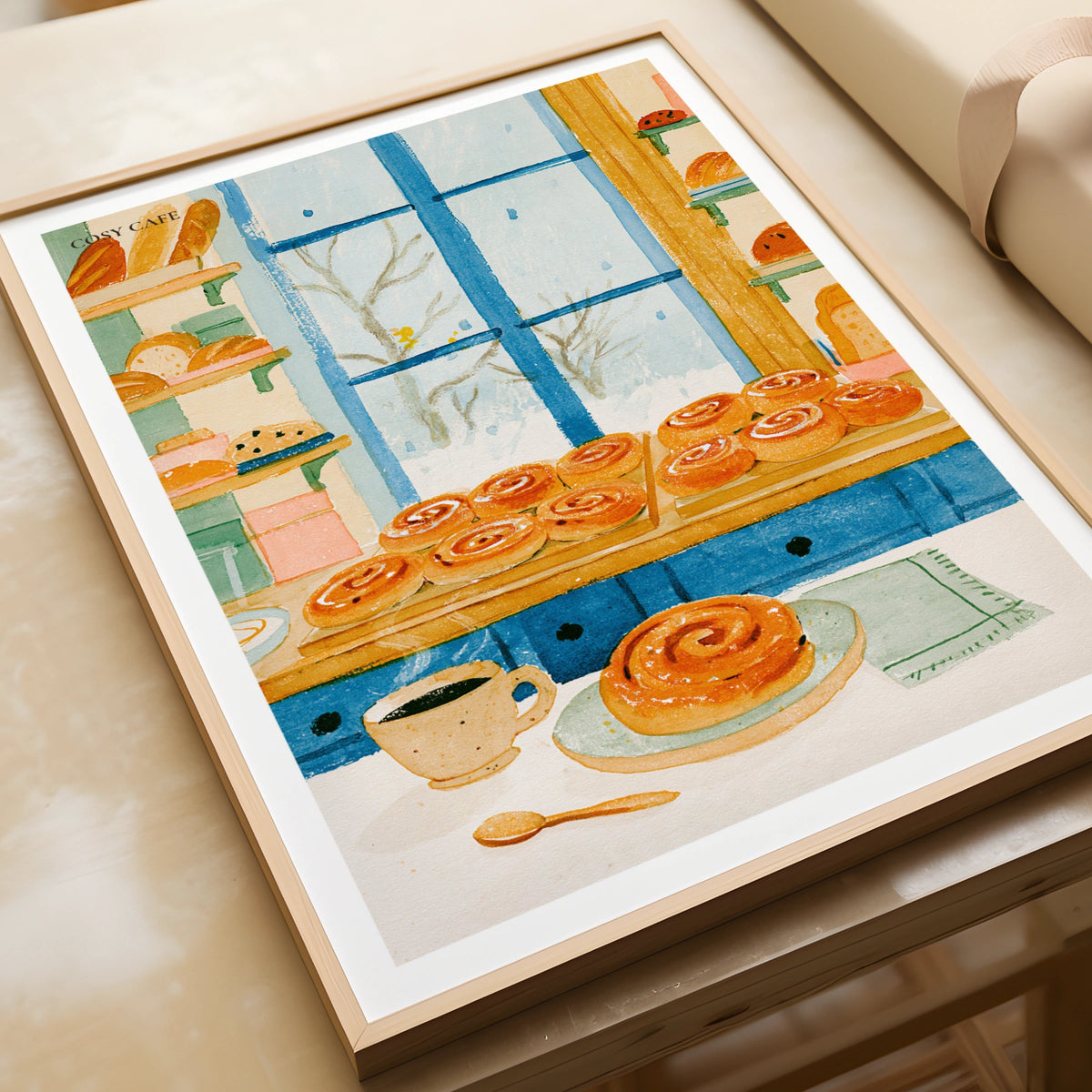 Vintage Food Poster Print, Cosy Cafe Bakery Wall Art, Rustic Kitchen Decor, Retro Mid Century