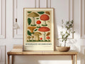 Woodland Mushrooms Botanical Print, Vintage Fungi Wall Art, Fly Agaric, Oak Leaves Nature Poster