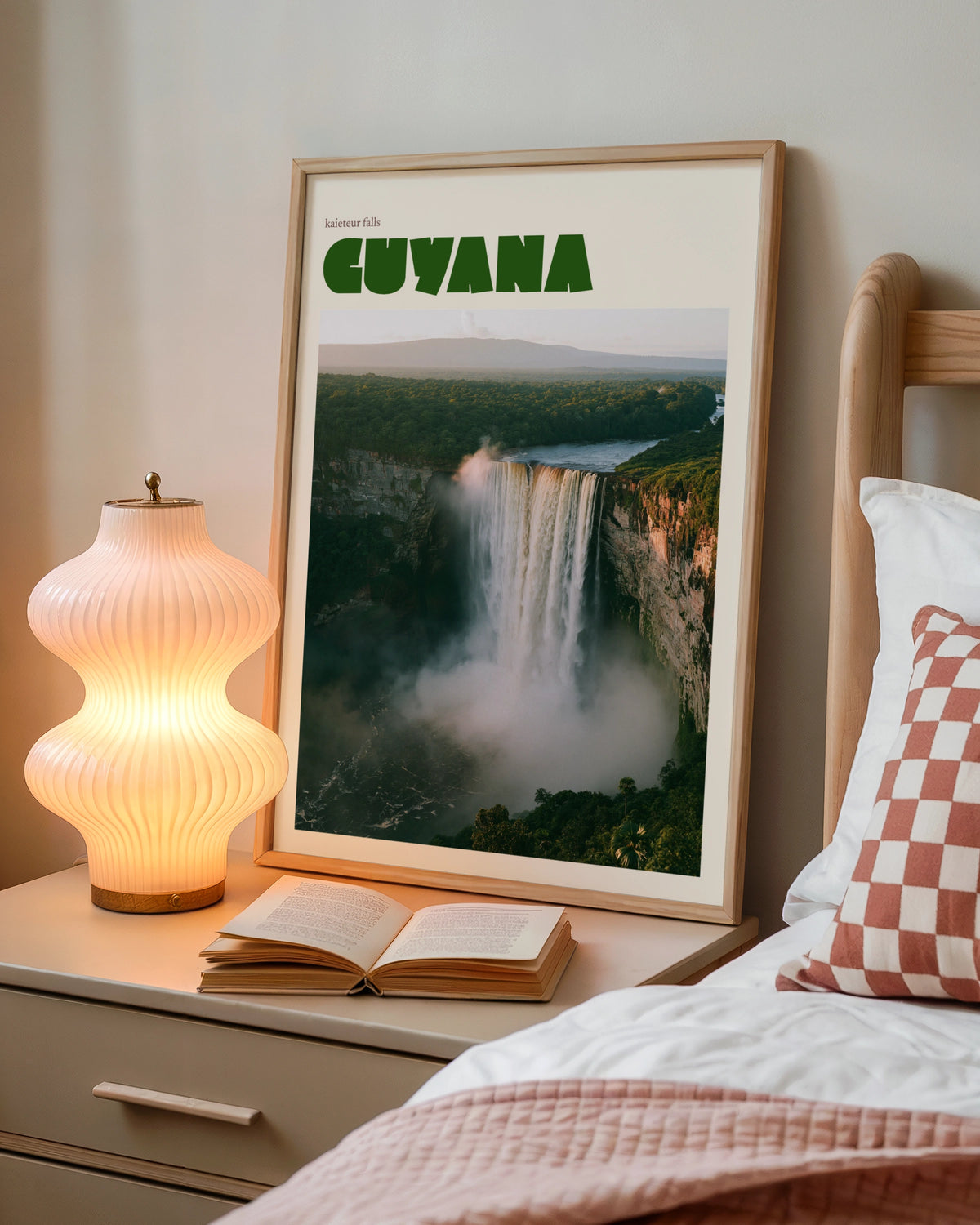 Guyana Kaieteur Falls contemporary travel art print, waterfall wall art, South America