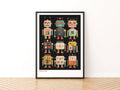 Retro Robot Poster, Bot Folk Kids Wall Art, Vintage Toy Robot Print, Colourful Children's