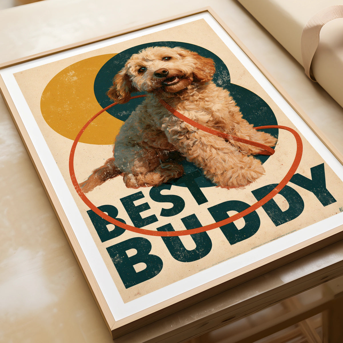 Best Buddy Cockapoo Retro Dog Print, Vintage Style Doodle Wall Art, Dog Lover Gift