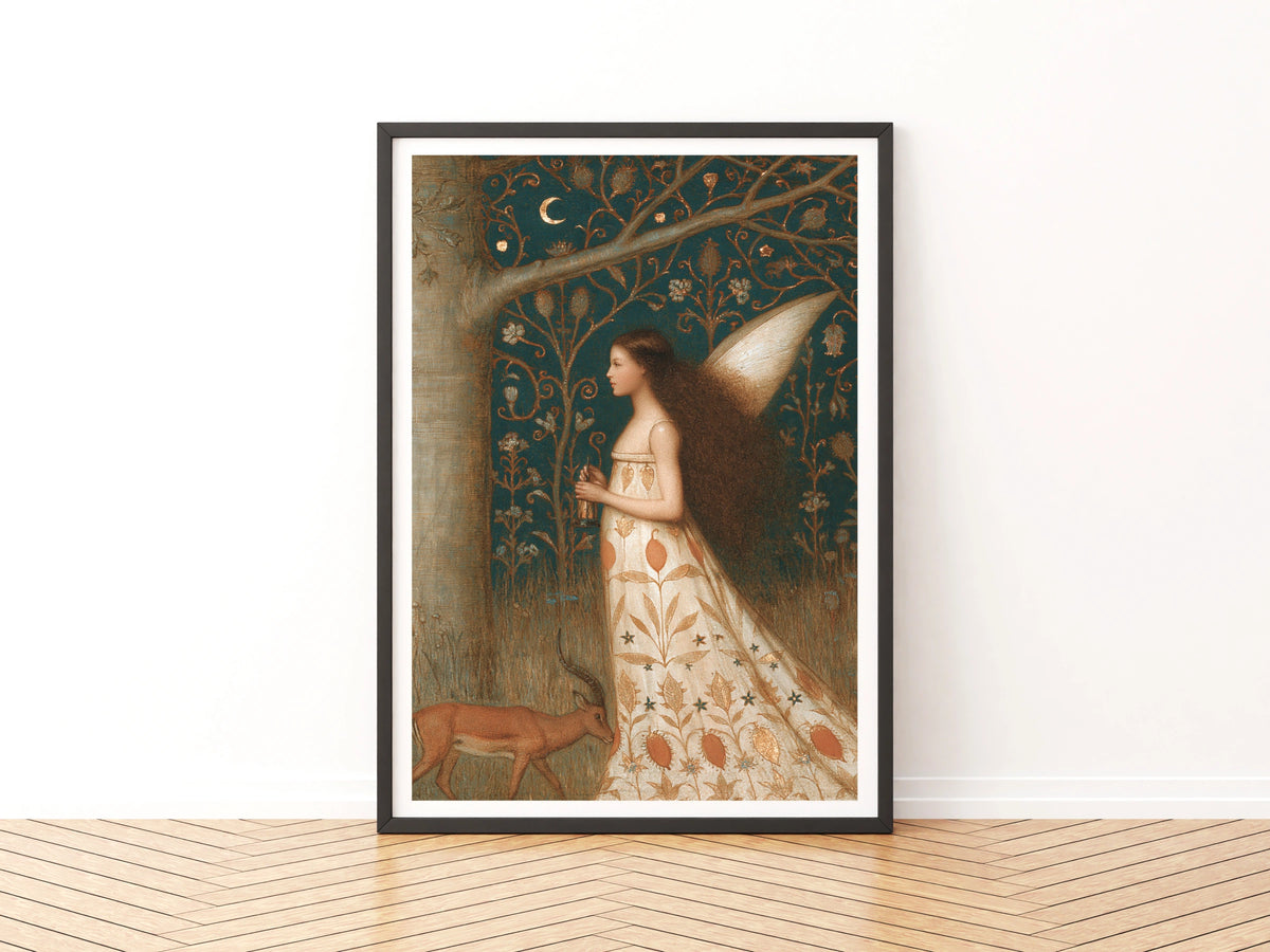 Fairy of the Woods  Folk Art Print, Classic Inspired Woodland Fairy Poster, Girls Bedroom Art