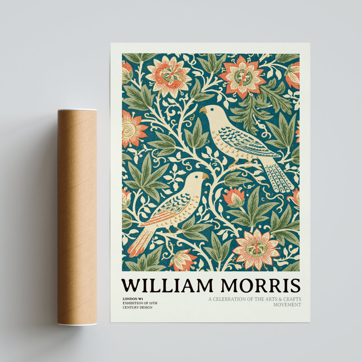 Classic Inspired William Morris Bird Print, Arts and Crafts Exhibition Poster, Floral Wall Art