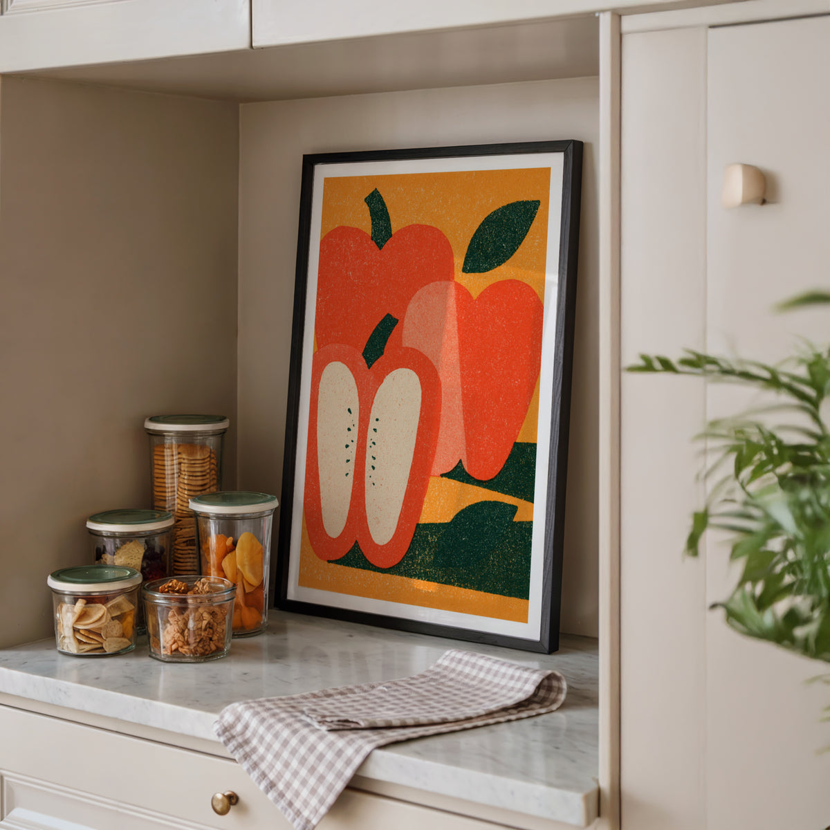 Vintage Food Poster Print | Rustic Kitchen Decor, Red Pepper Wall Art, Mid Century Vegetable Art