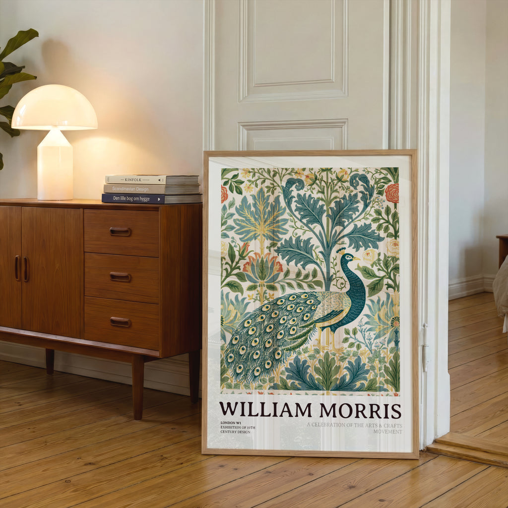 William Morris Peacock Exhibition Poster, Arts and Crafts Movement, Classic Inspired Prints