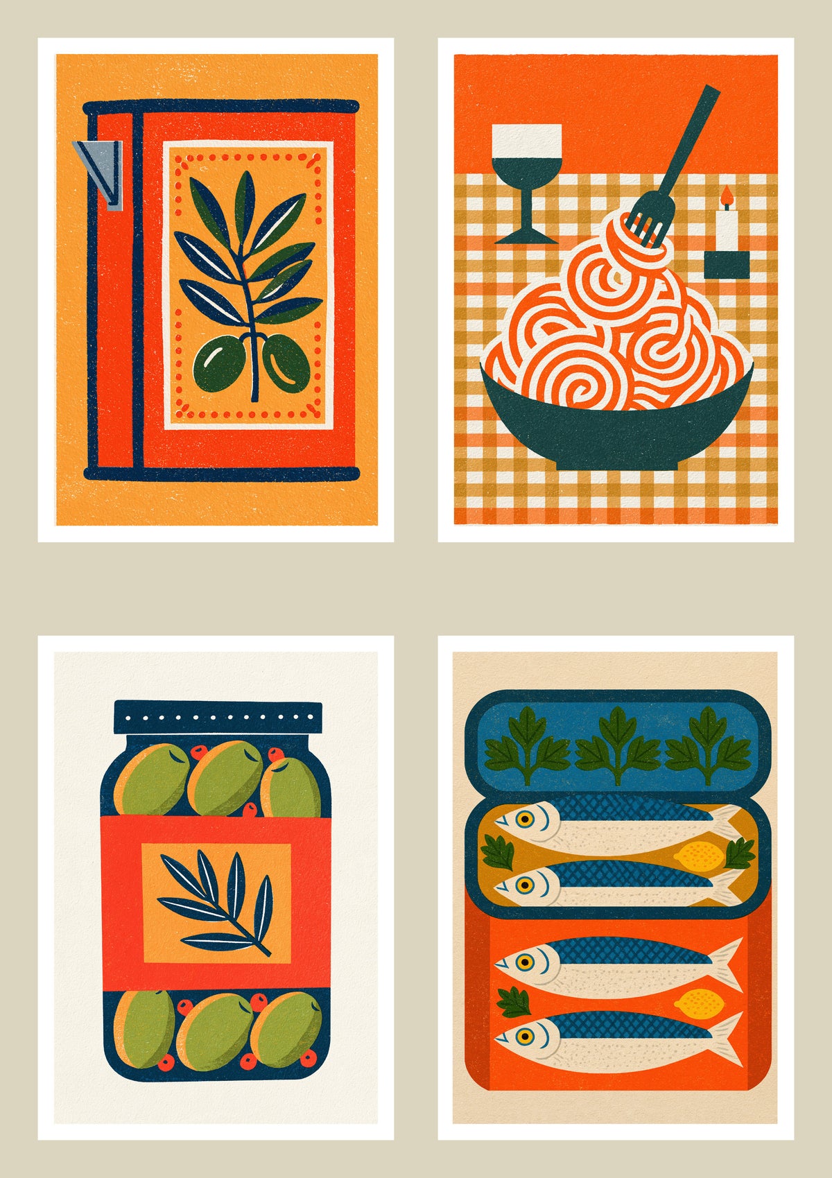 Retro Italian Kitchen Print Set (Set of 4)