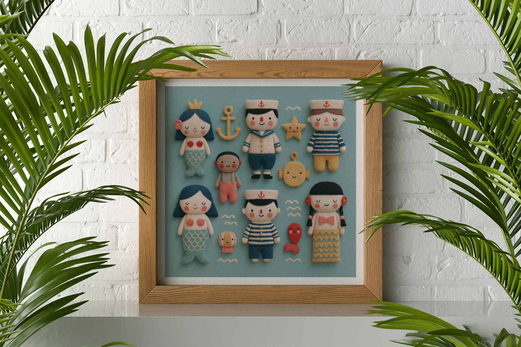 Mermaid Folk Nursery Print