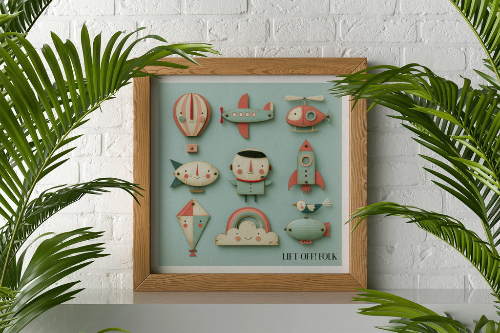 Lift Off Folk Nursery Print