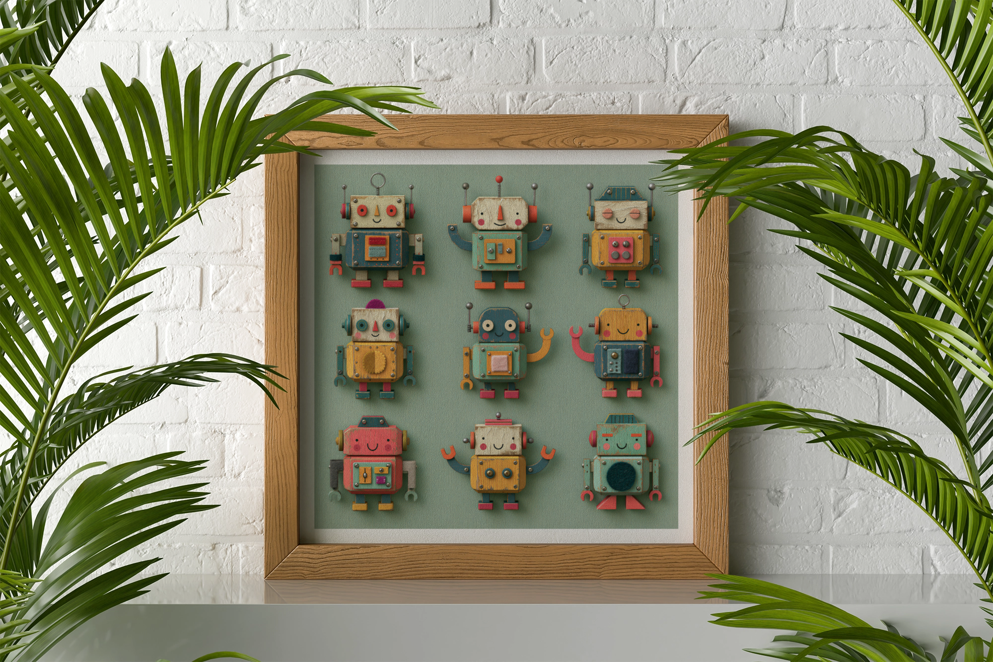 Robot Folk Nursery Print